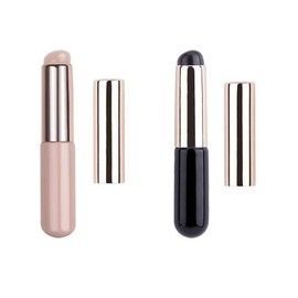 Lip Brush, Lip Makeup Brush, Silica Gel Lip Makeup Brush, Multifunction Lip Brush, Compact Portable Makeup Brush, Travel Portable Makeup Brush, Black + Pink, 2 Piece Set