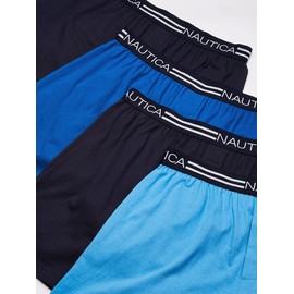 Nautica Men's 4 Pack Classic Cotton Loose Knit Boxer, Multicolor, XX-Large