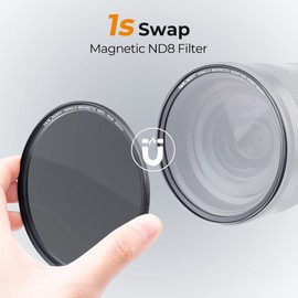 K&F Concept 55mm Magnetic ND8 Lens Filter with Adapter Ring+ Alloy Lens Cap, 3 stops Optical Glass ND for DSLR Cameras (Nano-X Series)