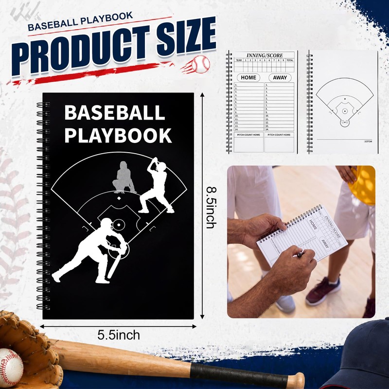 6 Pcs Baseball Playbook Notebook Gift Field Diagrams 8.5 x