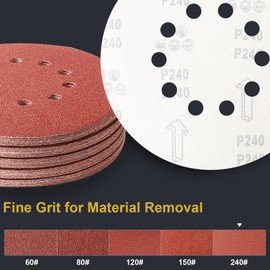 UQIPLB 50 PCS 9 Inch 10 Hole Sanding Discs 240 Grit Hook and Loop Sandpaper for Drywall Sander