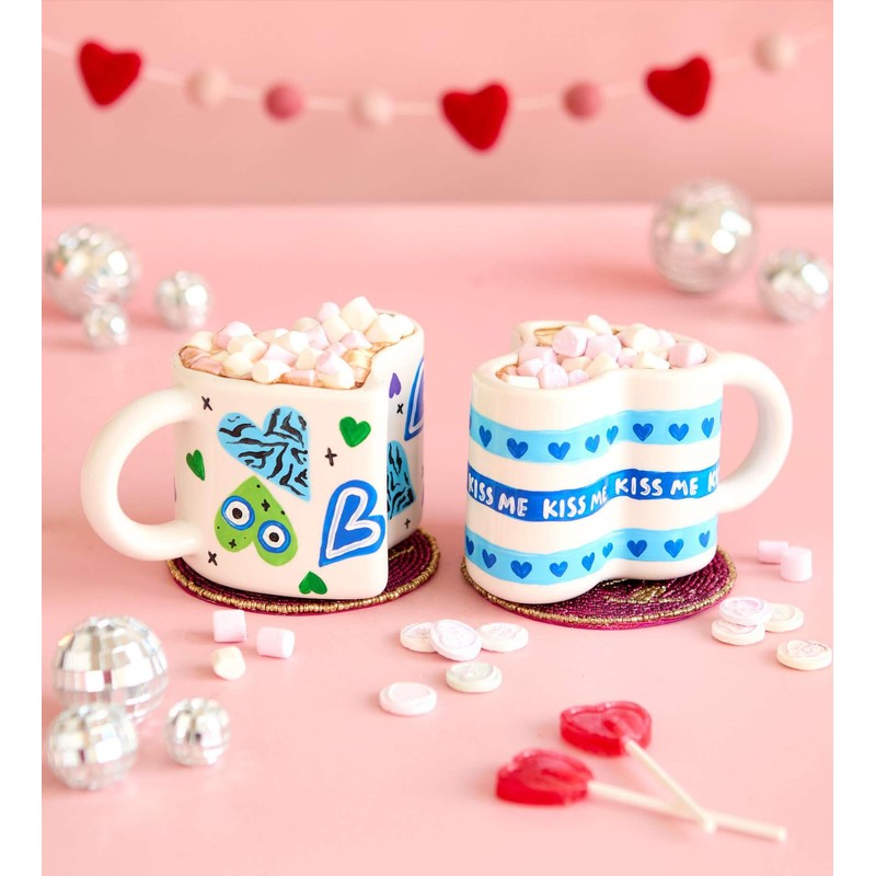 Pott’d Perfect-Pair-Mugs, Heart-Shaped Mug Painting Kit for Couples. Includes Ceramic