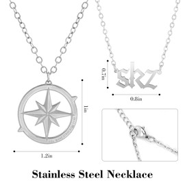Skz's Necklace Set Stray Inspired Merch Compass Necklace Pendant Jewelry for Stay Fans Gifts