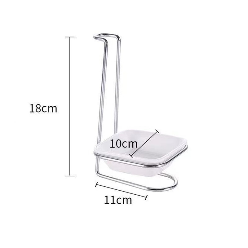 2Pcs Stainless Steel Standing Spoon Rest Stand with Ceramic Spoon