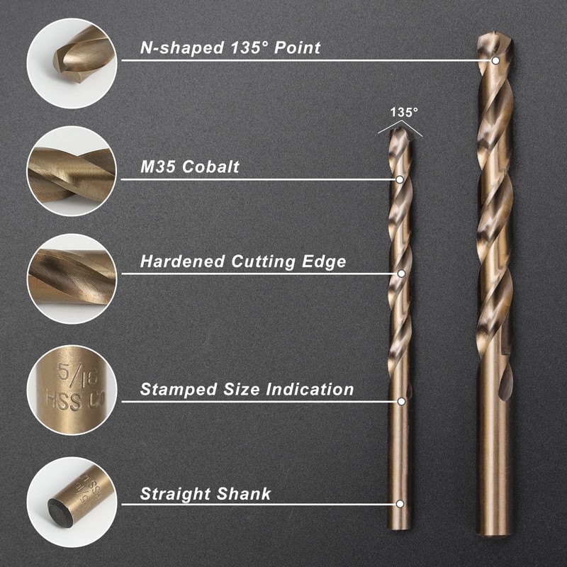 COMOWARE 115Pcs M35 Cobalt Drill Bit Set - 5% Cobalt