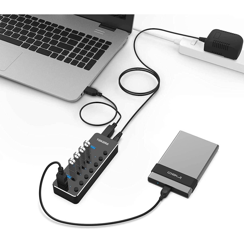 USB 3.0 Hub, TEKERA 7 Port Powered USB Hub Expander