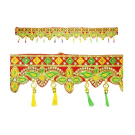 Toran Bandanwar Door Wall Cloth Hanging for Diwali Festival Traditional Indian Home Office Temple Pooja Décor Decoration Gifting Size- 40 inches (Flower)