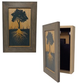 Bellewood Designs Hidden Gun Storage Cabinet Tree of Life, Concealed Gun Cabinet (Gray)