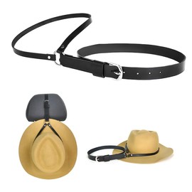 SHMZK Cowboy Hat Holder for Truck, Premium Leather Truck Pickup Hat Holder, Cowboy Hat Rack Holder with Adjustable Strap Keeps Hat Securely for Car Truck SUV, Car Interior Accessories (Black)