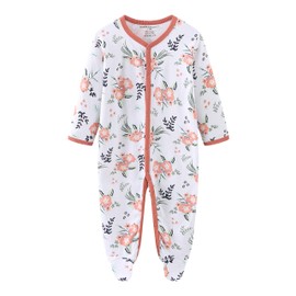 Kiddiezoom Unisex Baby Sleep & Play, Organic One-Piece Romper-Jumpsuit PJ, Snap Front Footed Pajama 3-Pack