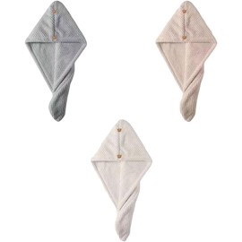 Genérico Toallas de Pelo Microfibra súper absorbentes turbantes antiencrespamiento diseño Cuadros piña Secado rápido adecuadas para Todos los Tipos Paquete 3