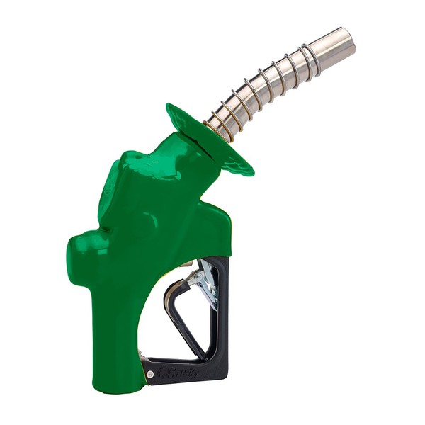 Husky 177610-03 VIIIS Pressure Activated Heavy Duty Diesel Nozzle with Three Notch Hold Open Clip, Green, Made in USA