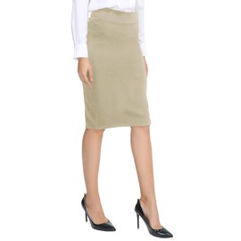Urban CoCo Women's Elastic Waist Stretch Bodycon Midi Pencil Skirt (as1, Alpha, s, Regular, Regular, Camel)