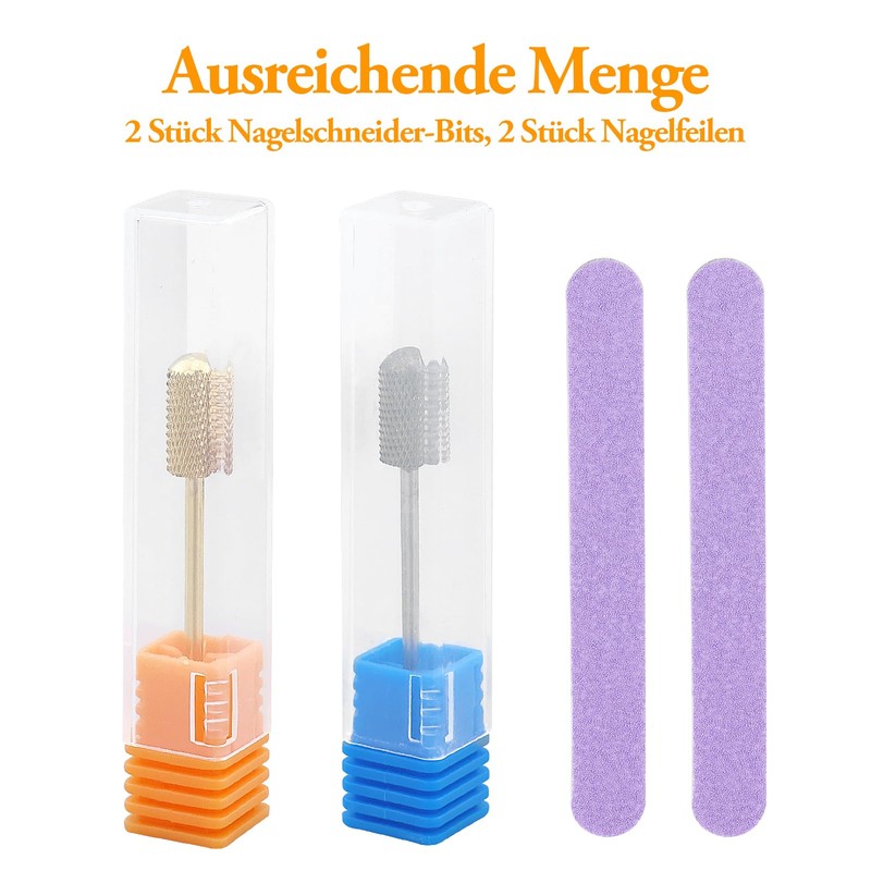 Set of 2 Nail Drill Bits with 2 Nail File,