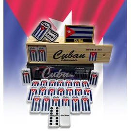 Cuban Style Double Six Dominoes – 28 Classic White Tiles with Black Pips – Includes Wooden Case – Bold, Durable, and Ready for Family & Friends