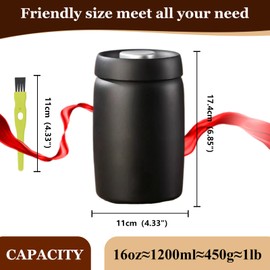 HelpyLife Coffee Vacuum Canister, 16oz Coffee Bean Storage, Stainless Steel Airtight Food Storage Container, Press Out Excess Air Preserve Food Freshness, Perfect for Coffee Beans,Loose Leaf Tea