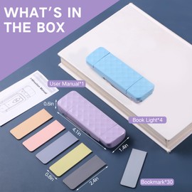 Glooglitter 4 Pack USB Rechargeable Book Light Clip on LED Reading Light Portable Reading Lamps with 30 Magnetic Bookmarks for Book Lovers Adults Reading Gifts, 3 Amber Colors and 5 Brightness