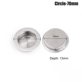 Recessed Sliding Door Handles Stainless Steel Hidden Flush Finger Handle with Screws for Residential and Commercial (Circle-70mm)