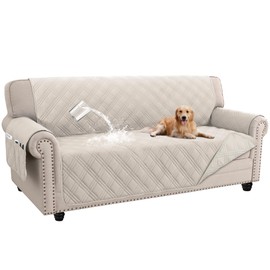 Turquoize Waterproof Couch Cover for Dogs Sofa Covers Washable Couch Covers for 3 Cushion Couch Sofa Non-Slip Pet Couch Covers for Sofa Furniture Covers for Pets, Kids,Dog (Sofa 68", French Oak)