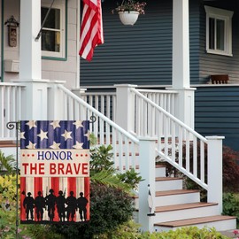 Louise Maelys Veterans Day Garden Flag Honor The Brave 12x18 Inch Soldier Double Sided Stars and Stripes Small Burlap Yard Sign Outside Outdoor House Decoration