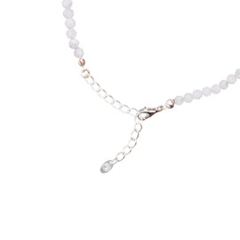 BERGERLIN Genuine Natural Stone Necklace with 925 Sterling Silver Pearl or Gold-Plated Pearl - Filigree Chain with Clasp and Certification of Authenticity, Pearl, Moonstone