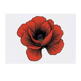 'Red Poppy Flower' Temporary Tattoo - Water Resistant, Skin-Safe, Non-Toxic Transfer (TO00077847)