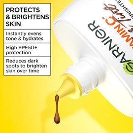 Garnier Vitamin C* Wonder Tint SPF50+, Dark Shade, All-In-1 Tinted Fluid, Even, Protect and Brighten Skin, 5% Vitamin C*, Niacinamide, Glycerin - 40ml