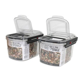 2-Pack Medium Airtight Lock & Pour Food Storage Containers – 5 Cups (60.87 oz) BPA-Free Dispensers for Snacks, Cereal, Candy, Sugar, Dog Treats & Dry Ingredients – Easy Grip & Flip-Top Lid