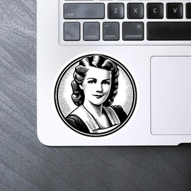 Medium 100mm 'Vintage Style Woman Portrait' Permanent Sticker Decal for Cars/Windows/Bins/Walls etc (DW00108849)