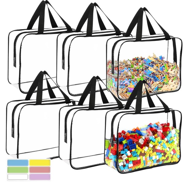OPELETNNT 6 Packs Large Toy Storage Bags with Labels, Reusable