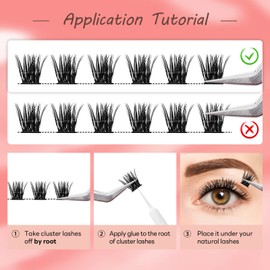Lash Clusters, 144 Pcs Individual Cluster Lashes DIY Lash Extension 10-16mm Eyelash Clusters Volume Wispy Lashes Super Thin Band Reusable Soft & Comfortable（T01-144-D-10-16MIX）