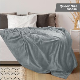 Utopia Bedding Fleece Blanket Queen Size Ash Grey 300GSM Luxury Fuzzy Soft Anti-Static Microfiber Bed Blanket (90x90 Inch)