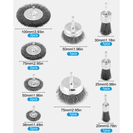 13-Piece Cordless Screwdriver Steel Brush, Wire Brush Drill Set with Hexagonal Bar, 6 mm Wire Brush, Cordless Screwdriver, for Drill, Polishing, Grinding, Rust Removal, Deburring