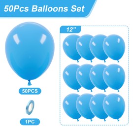 Unisun Sky Blue Balloons - 50pcs 12" Latex Balloons for Men, Boys Birthday, Wedding, Graduation, Anniversary & Festival Decorations