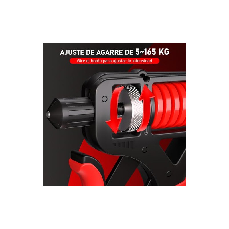 Fortalecedor de Agarre 5~165 KG Ajustable, Ejercitador de Mano con