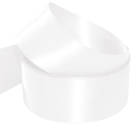 5 metres of 50mm, 2" DOUBLE SIDED Satin Ribbon White, for Gift Wrap, Party, Events, Crafts, Decoration, Dress, Sew, Bow, Cars, Floral