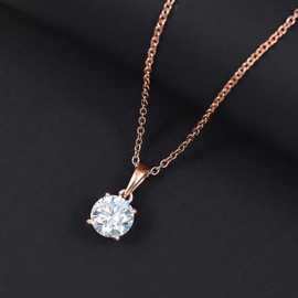 Shop LC Zirconia Mix Stainless Steel 925 Sterling Silver Vermeil 18K Rose Gold ION Plated Pendant Necklace for Women Jewelry Birthday Gifts Size 20" Ct 2.87