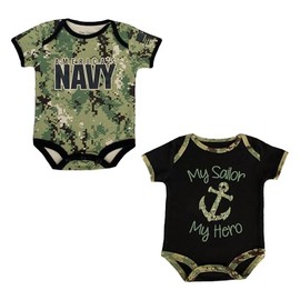 TROOPER Navy Nwu Iii 2 Pk Bodysuit - Baby Girls - Navy, Camo, Green - 6/9 months - Sleeveless - Round Neck - LEOTARD