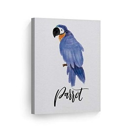 Smile Art Design Cute Parrot Watercolor Painting White Background Canvas Print Kids Room Decor Wall Art Baby Room Decor Kids Room Decor Nursery Decor Ready to Hang Made in The USA 22x15