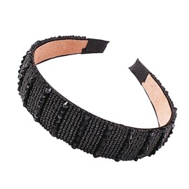 TOVINANNA 1pc Glittering Crystal Hair Hoop Stylish Beaded Headband for Weddings Parties and Special Occasions Elegant Hair Accessories for Women and Girls Black