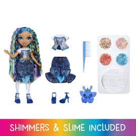 Rainbow High Rainbow Shimmers with Slime - Skyler, Blue - 28cm Fashion Doll, Comes with a Slime Kit and a Pet Bunny, Suitable for Children Ages 4+