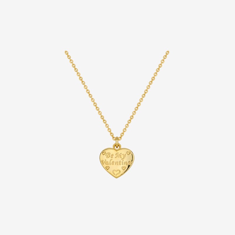Gold&Deer 14KGP Vintage Lettering Heart Necklace White Gold / 골드앤디어