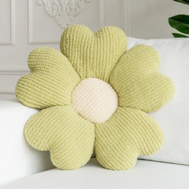 Flower Pillow, Flower Shaped Throw Pillow, 19.7" Grass Green Preppy Pillows Cute Decorative Seat Cushion Aesthetic Pillows for Bed Floor Couch Chair