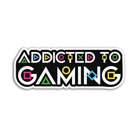 2 x 10cm Addicted to Gaming Vinyl Stickers - Gamer Game Glitch Men Boys Addict Addiction Love Fan Decal Luggage Laptop Gift Sticker #80111