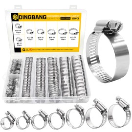 120 Pcs Heavy Duty Hose Clamps, Adjustable 6-38mm Range Hose Clamp Assortment Kit, 304 Stainless Steel Worm Gear Hose Clamps, For Automotive,Pipe,Radiator Plumbing,Fuel Line