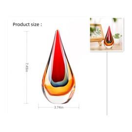 Yao Yuan Hand-Blown Glass Decor - Murano-Style Glass Statue and Figurine, Red