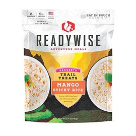 ReadyWise Trail Treats Mango Sticky Rice (Single Pouch) | Freeze-Dried Backpacking & Camping Food | 2 Servings | Vegan | Gluten Free