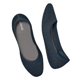 Allbirds Women’s Tree Breezers, Knit Ballet Flats, Slip-On Everyday Round Toe Shoes, Machine Washable Made with Natural Materials - Navy Night (Dark Navy Sole) - 9 Medium
