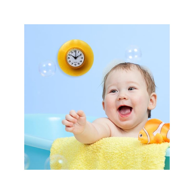 VIFERR Mini Wall Clock Suction Cup Waterproof Round Wall Clock