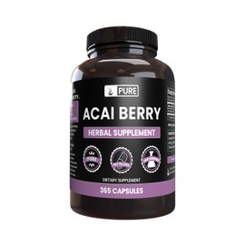 PURE ORIGINAL INGREDIENTS Acai Berry (365 Capsules) No Magnesium Or Rice Fillers, Always Pure, Lab Verified